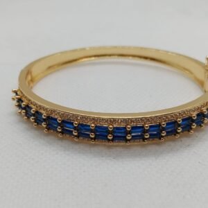 Radiant Blue Stone Bangle with Gold Masking