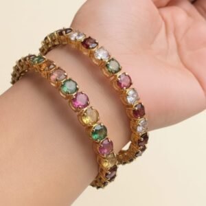 Elegant Gold-Masked Multi-Color Turmeline Cuff