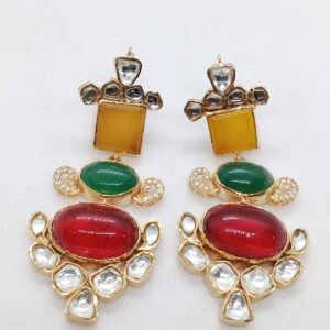 Colorful Aqeeq Gemstone Earrings