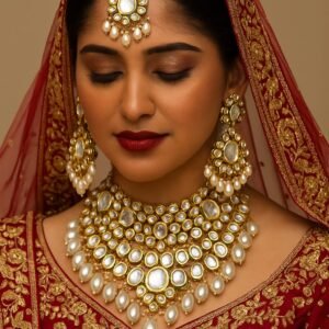 High Copy Diamond polki Gold Masking Bridal Jewellery Set