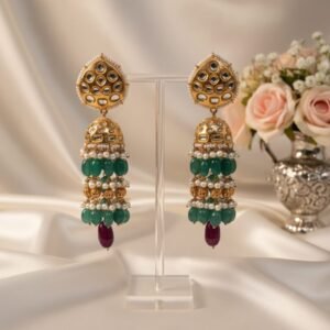 Luxurious Polki-Inspired Gold Statement Earrings